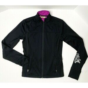 Athleta Women's Zip Up Reflective Running Workout Jacket XXS Swirl Print Black